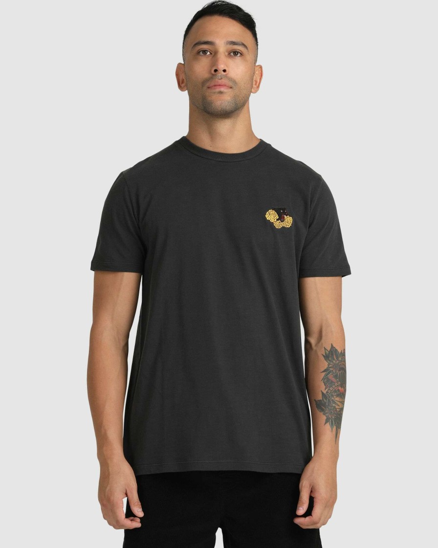 Mens * | Rvca Discounts Easy Tiger Ss Tee Black