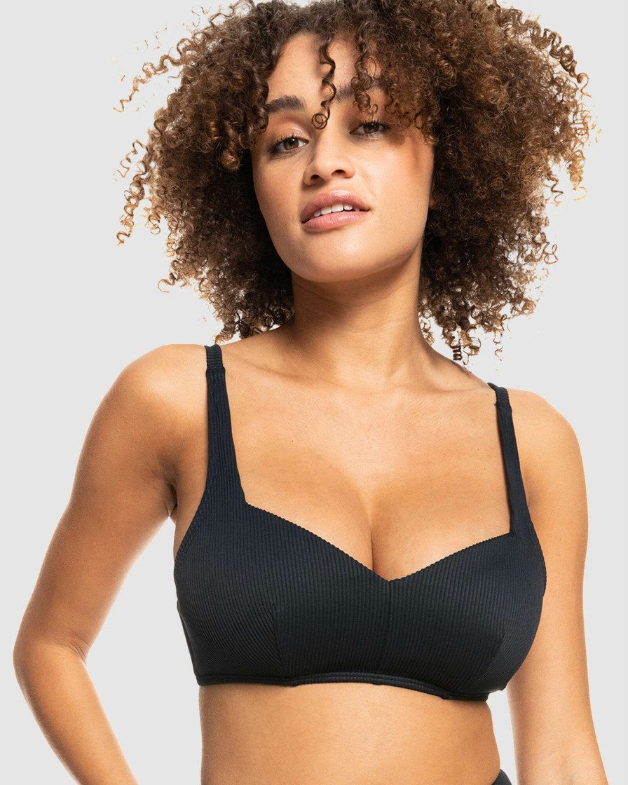 Swimwear * | Popular Womens Roxy Love The Sun Ray D-Cup Bra Bikini Top Anthracite