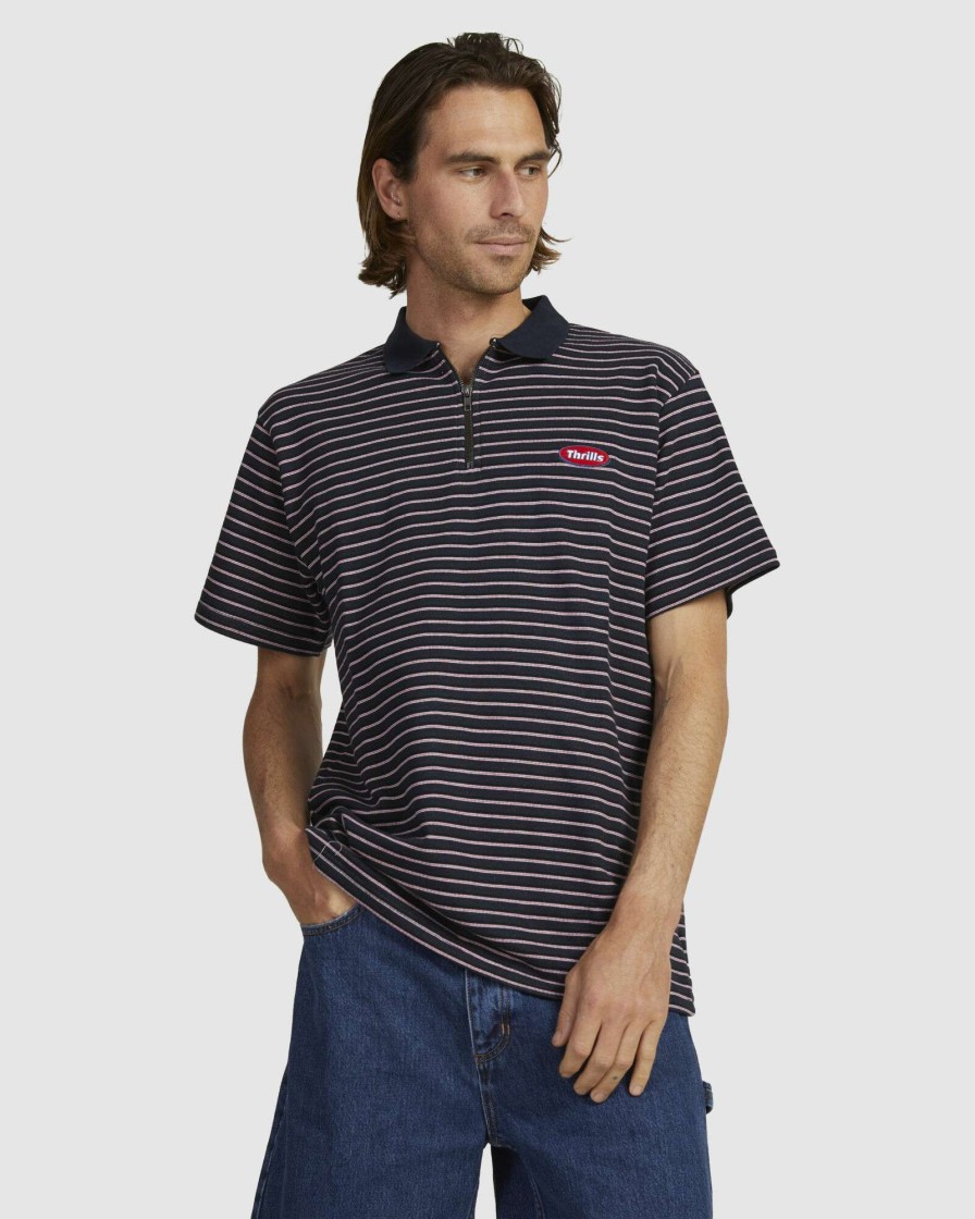 Mens * | Thrills Sale Online Transfixed Polo Dark Navy