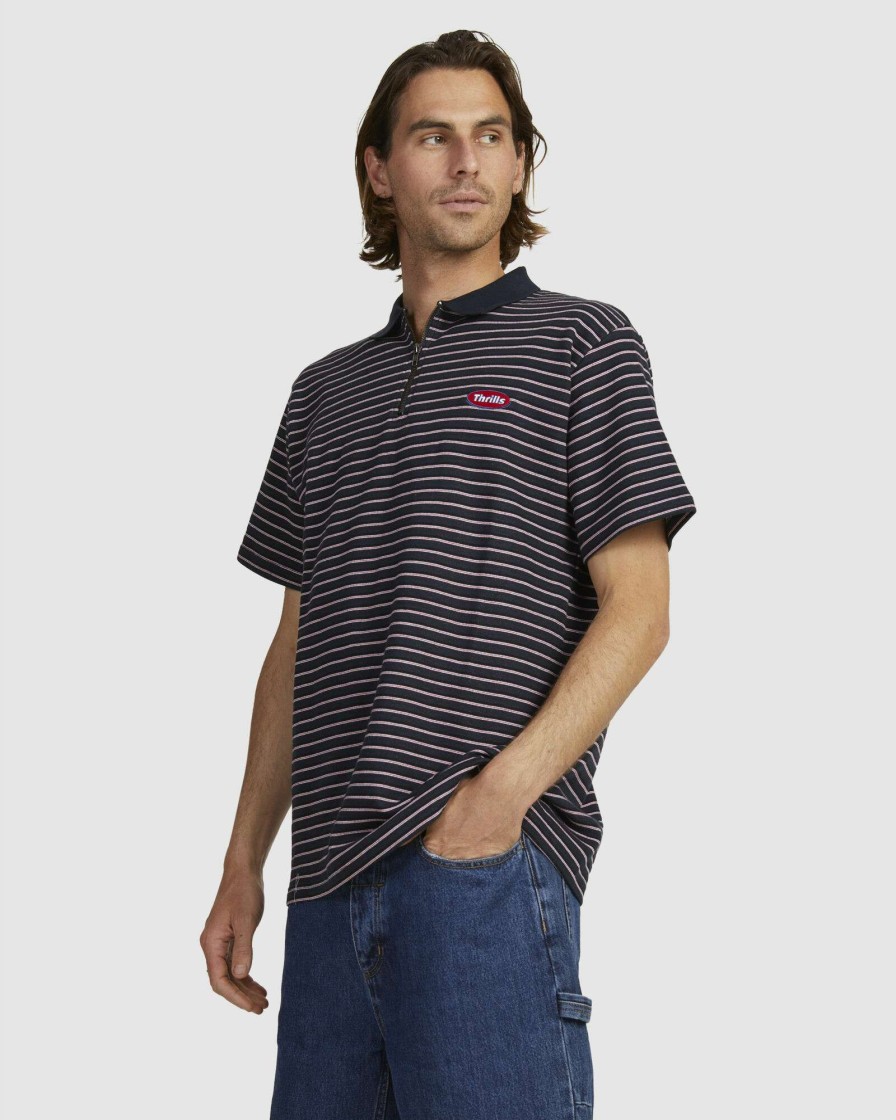 Mens * | Thrills Sale Online Transfixed Polo Dark Navy