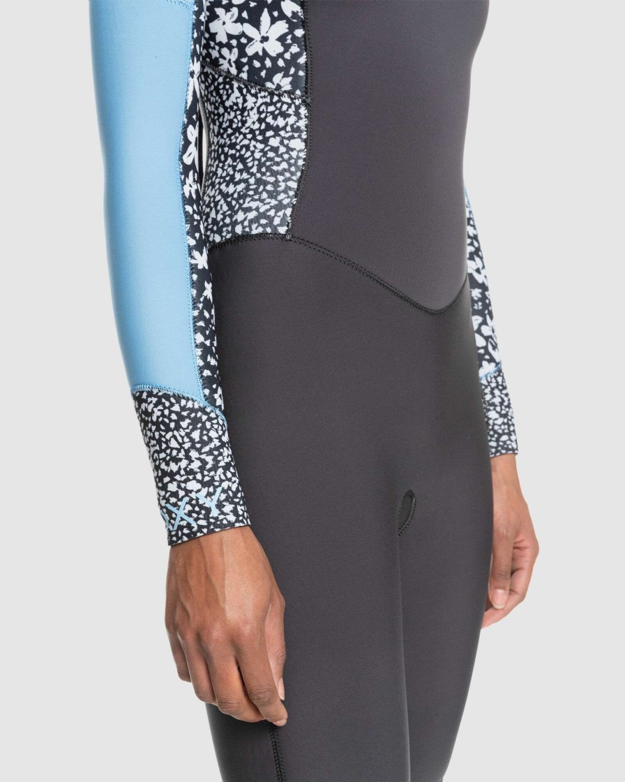 Wetsuits * | Roxy Outlet Womens 4/3Mm Swell Series Back Zip Wetsuit Jet/Boy Blue