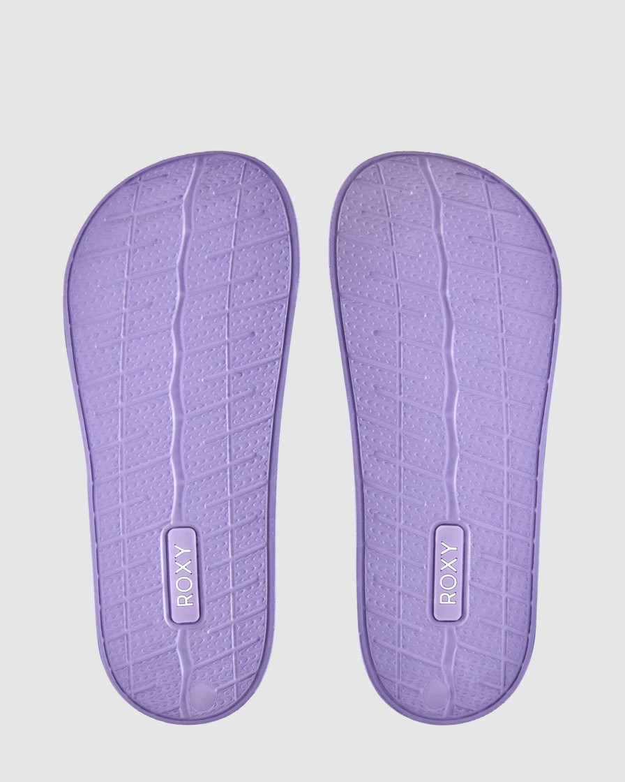 Girls * | Roxy Best Sale Rg Slippy Ii White/Lavender