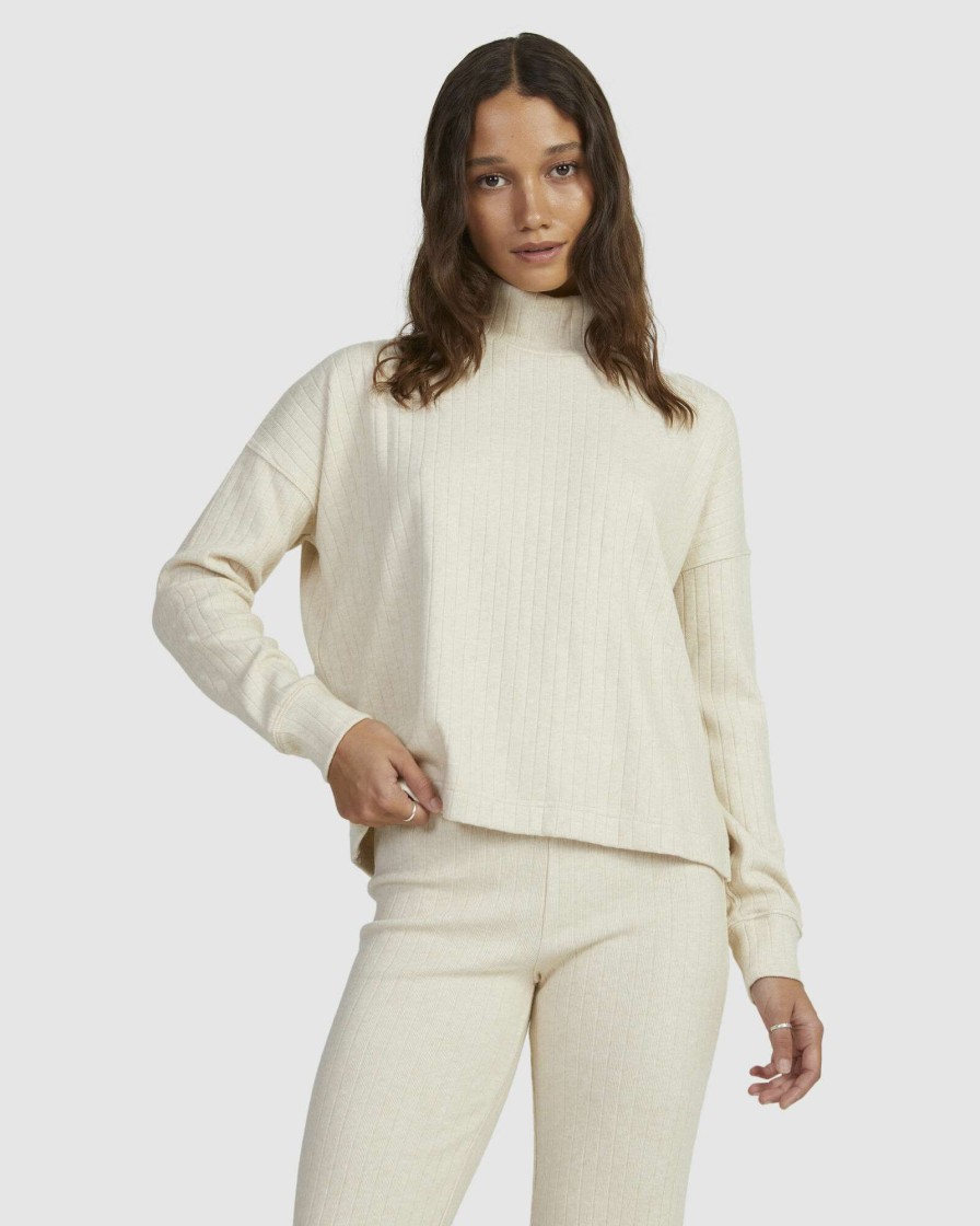 Womens * | Nunui Best Quality Cozy Knit Top Oatmeal Marle