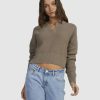 Womens * | Spare Discount Sale Polo Sweater Mocha