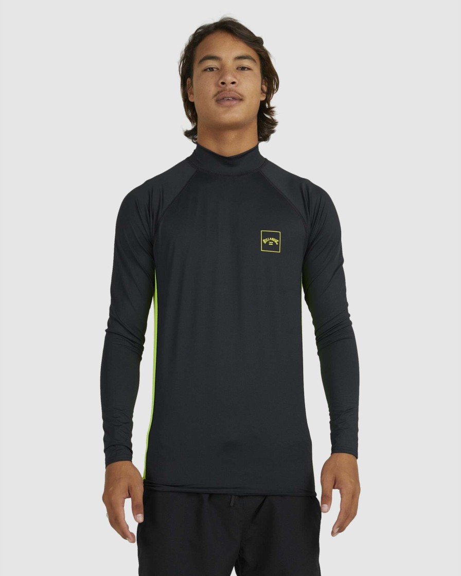 Mens * | Billabong Outlet Airlite Stacked Pf Ls Black/Neon Yellow