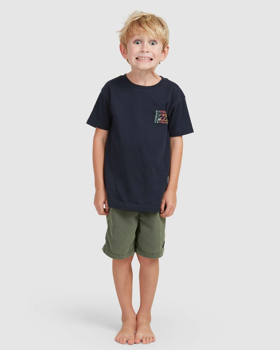 Boys * | Billabong Promotions Boys 0-7 Crayon Wave T-Shirt Navy