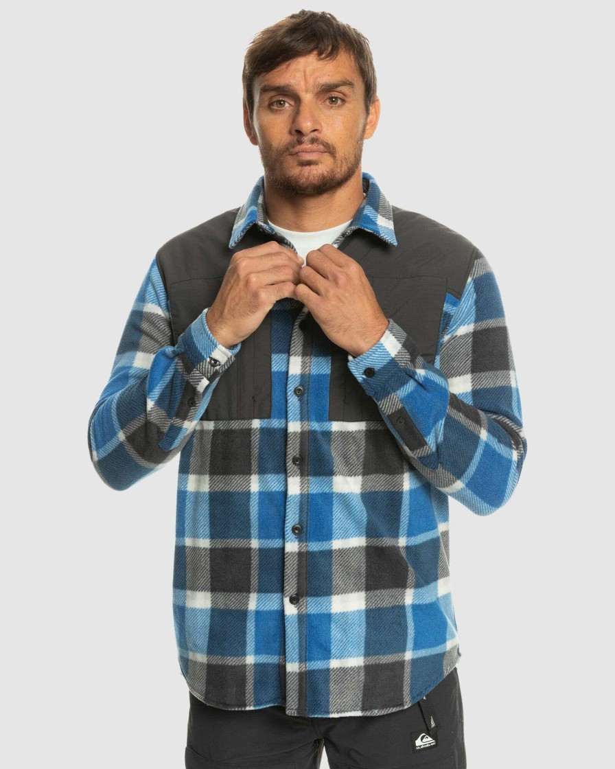 Mens * | Quiksilver Fashion North Seas Shirt Snorkel Blue Checks