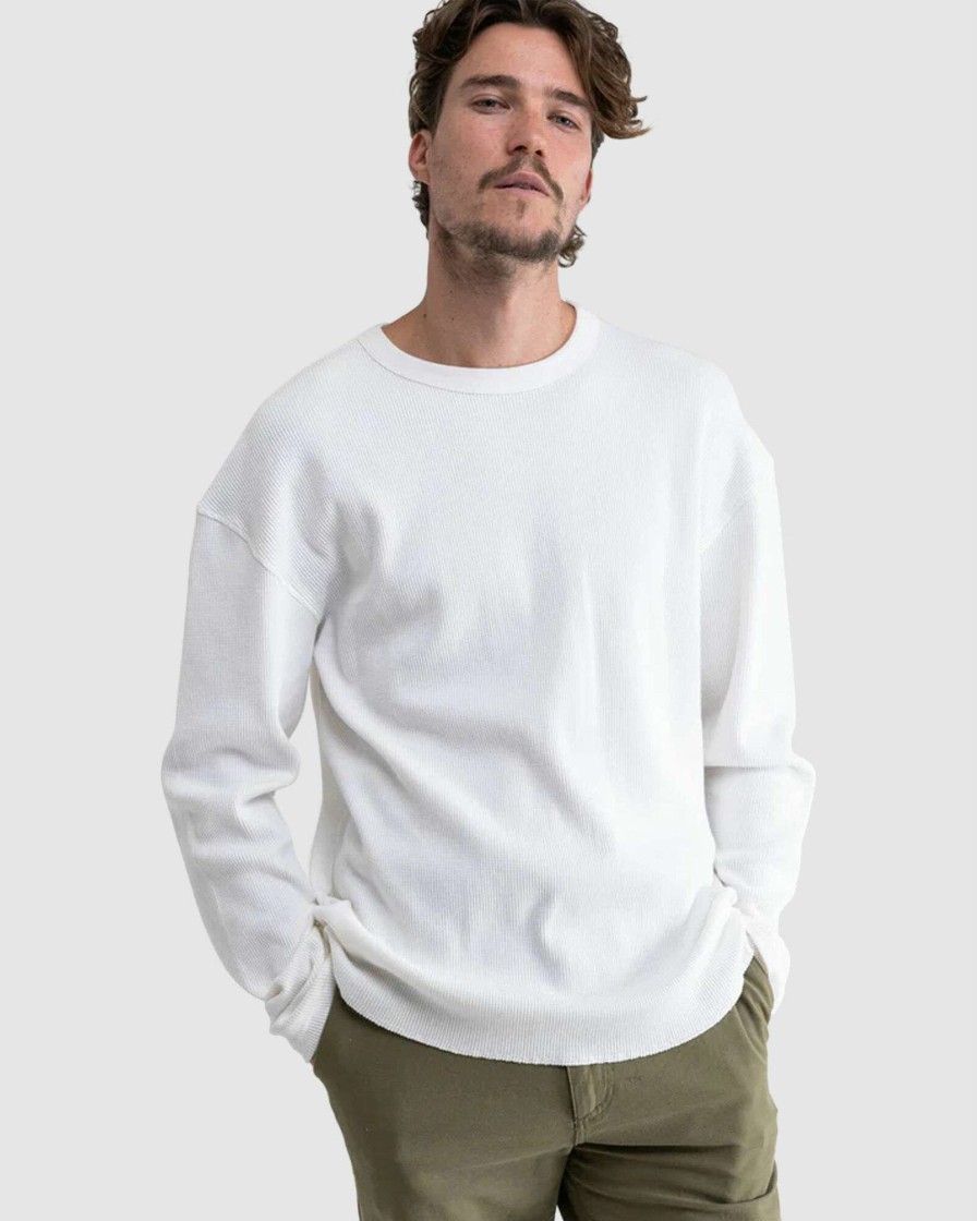 Mens * | Rhythm Bestsellers Classic Waffle Knit Vintage White