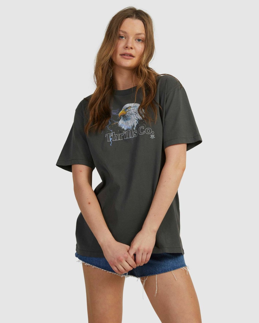 Womens * | Thrills Bestsellers Lightning Bolt Merch Fit Tee Merch Black