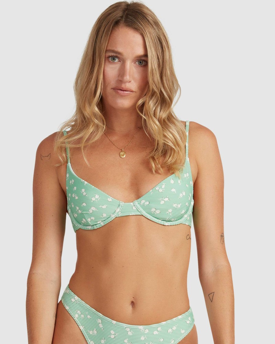 Swimwear * | Billabong Premium Isla Demi Bra Bikini Top Green