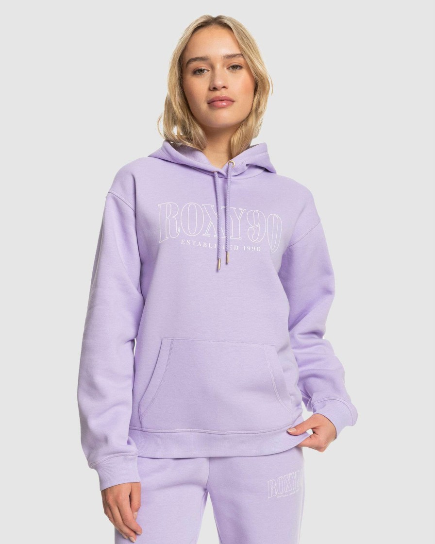 Womens * | Roxy Clearance Sale Womens Surf Stoked Brushed Hoodie Purple Rose