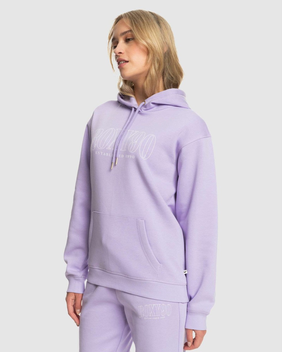 Womens * | Roxy Clearance Sale Womens Surf Stoked Brushed Hoodie Purple Rose